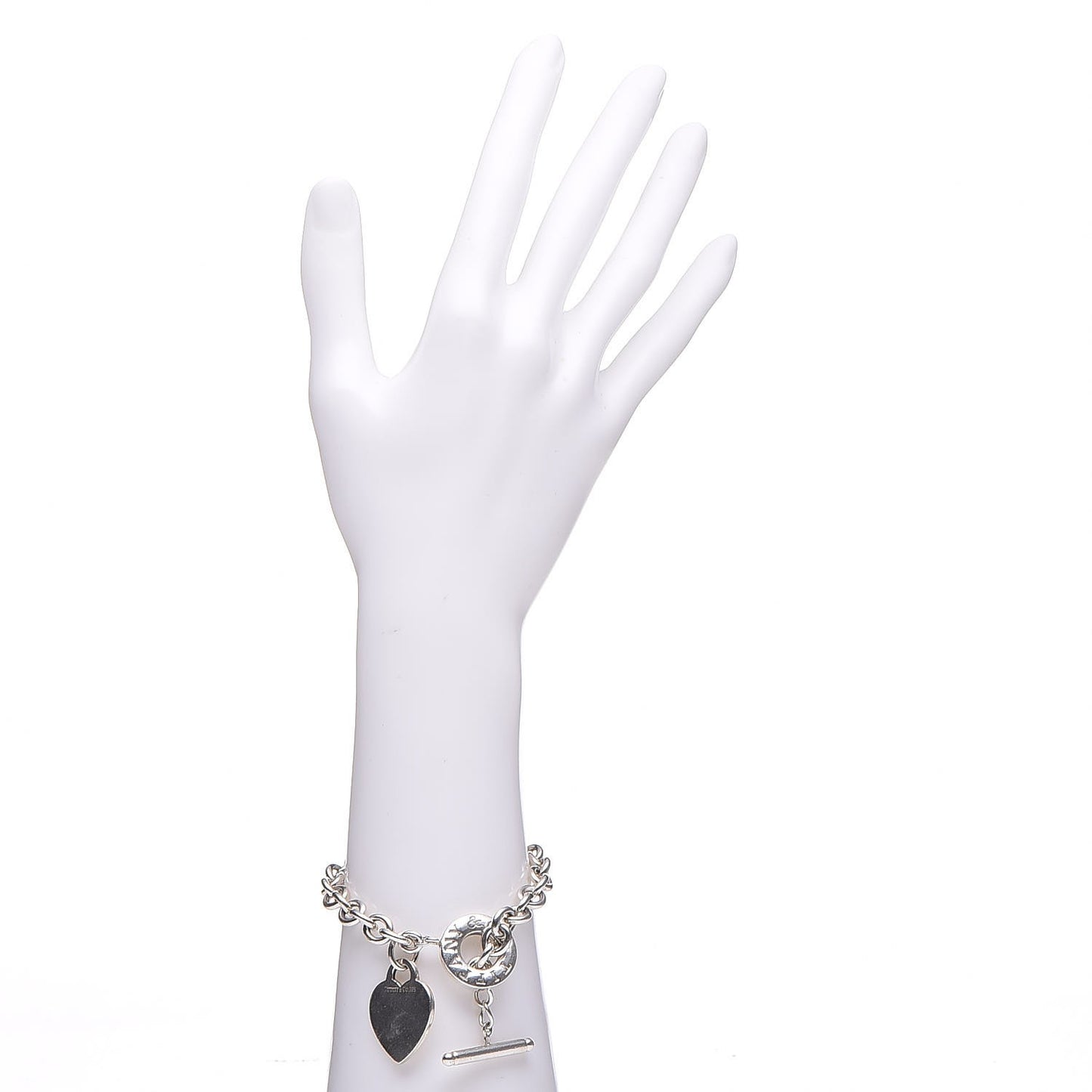 Sterling Silver Heart Tag Toggle Bracelet