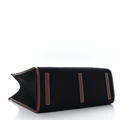 Burberry Canvas Smooth Calfskin Medium Two Tone Freya Tote Black Tan 4 of 8