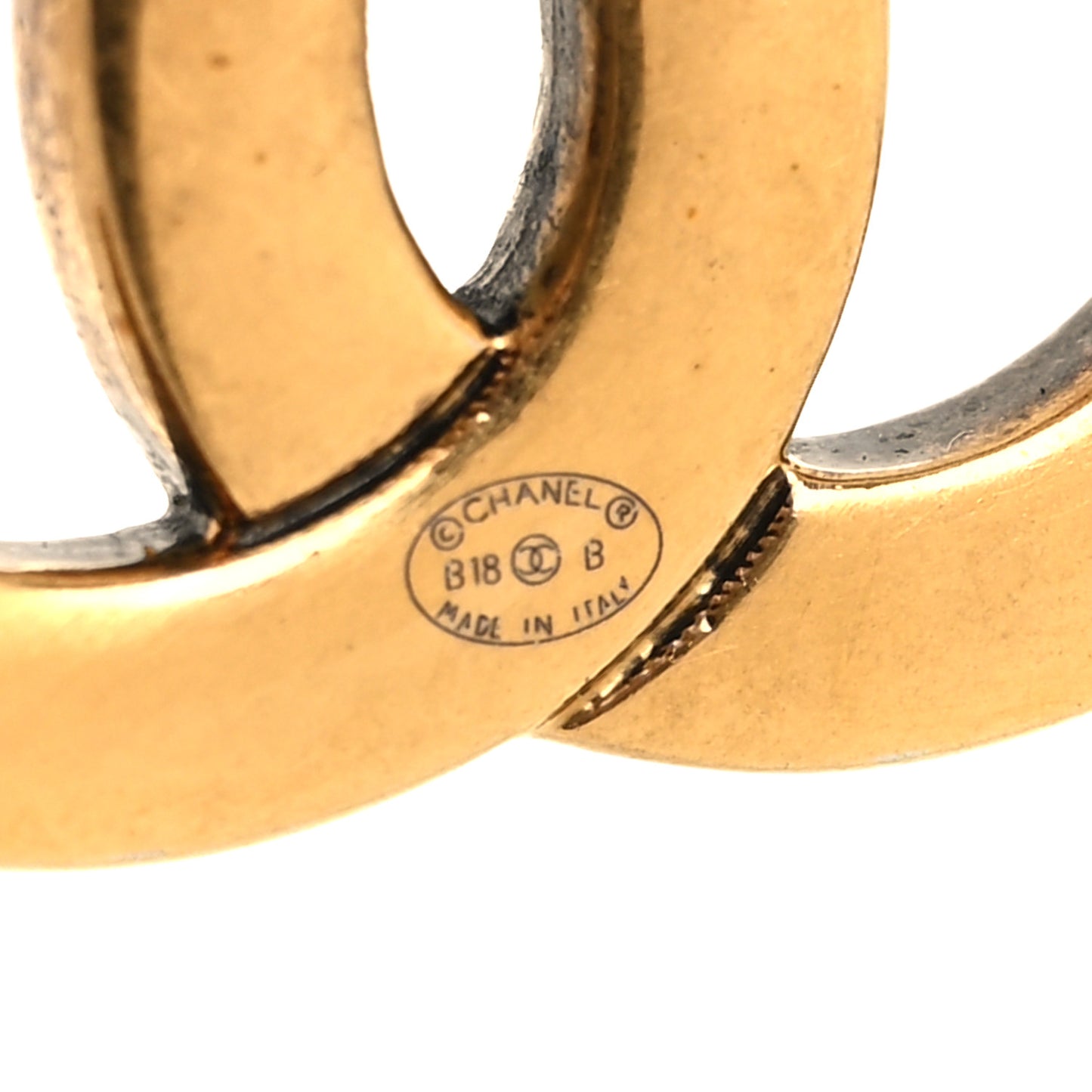 Metal Textured CC Earrings Gold