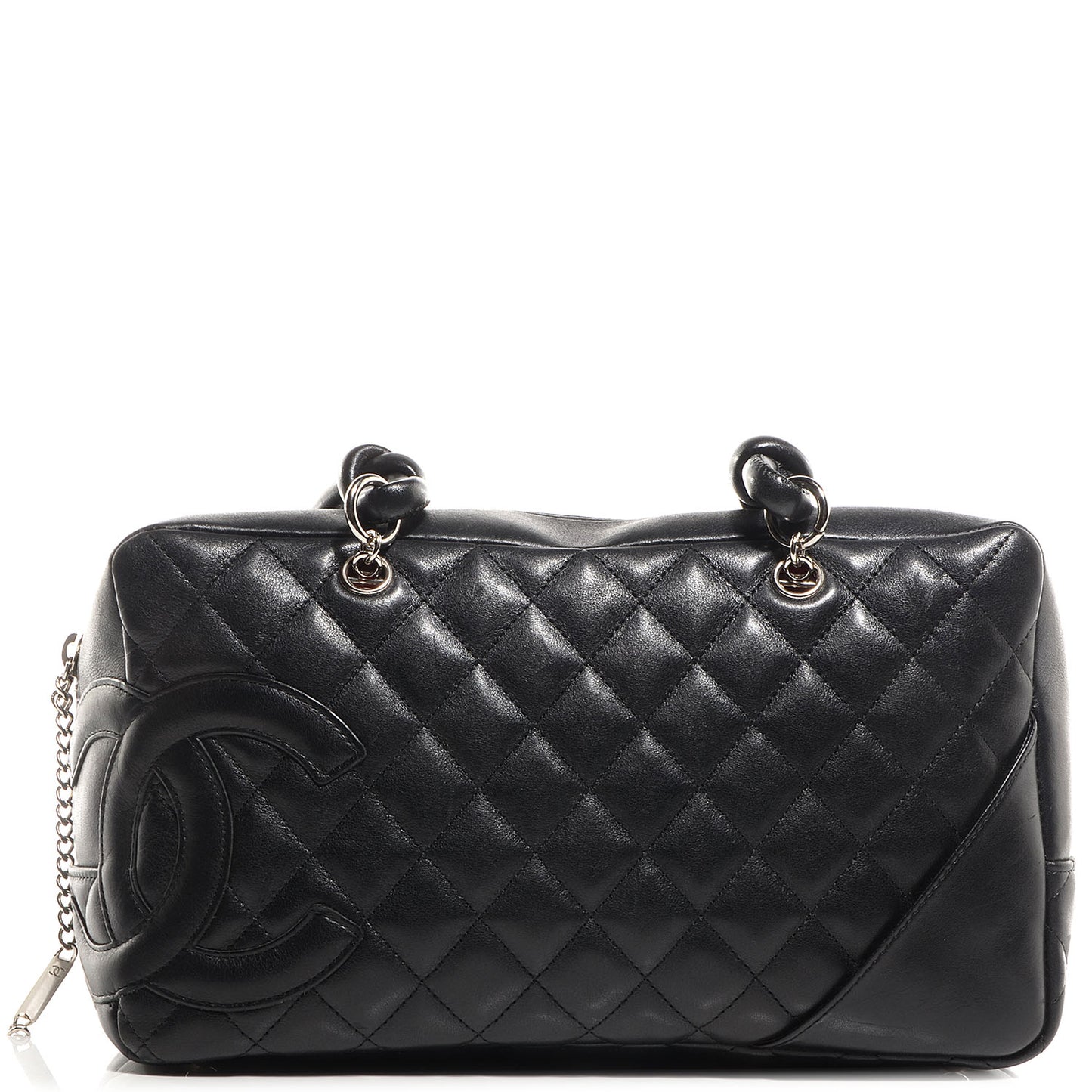 Calfskin Quilted Large Cambon Bowler Pink Black