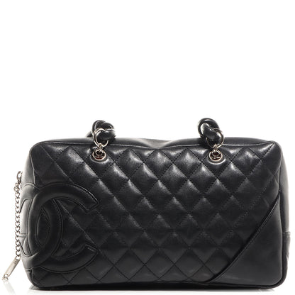 Chanel Calfskin Quilted Large Cambon Bowler Pink Black 1 of 7