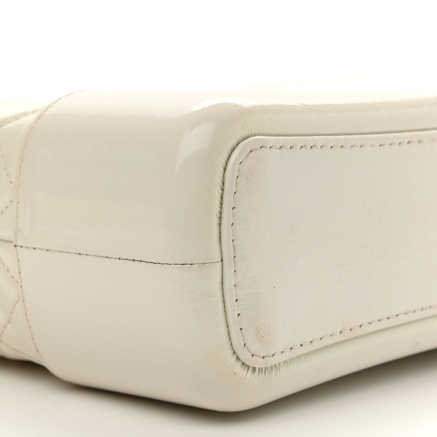 Chanel Patent Goatskin Quilted Medium Gabrielle Hobo White 10 of 16