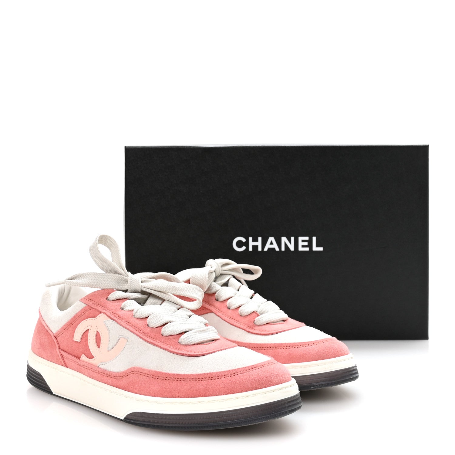 Chanel Suede Kidskin Womens CC Sneakers 38.5 White Pink 9 of 9