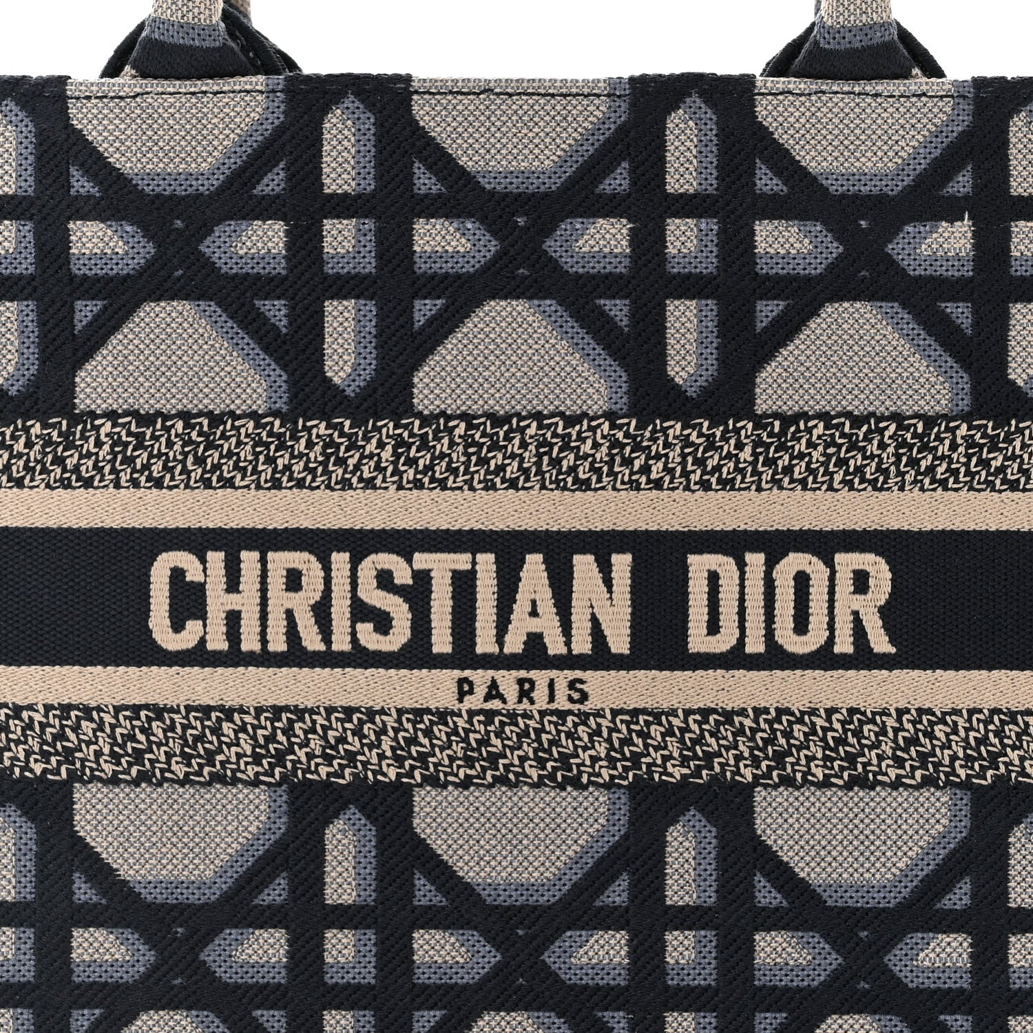 Christian Dior Canvas Macrocannage Embroidered Small Book Tote Beige Blue 8 of 10
