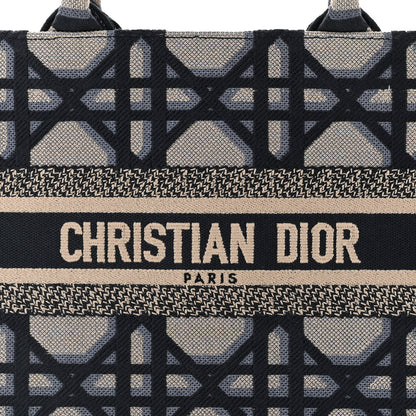 Christian Dior Canvas Macrocannage Embroidered Small Book Tote Beige Blue 8 of 10
