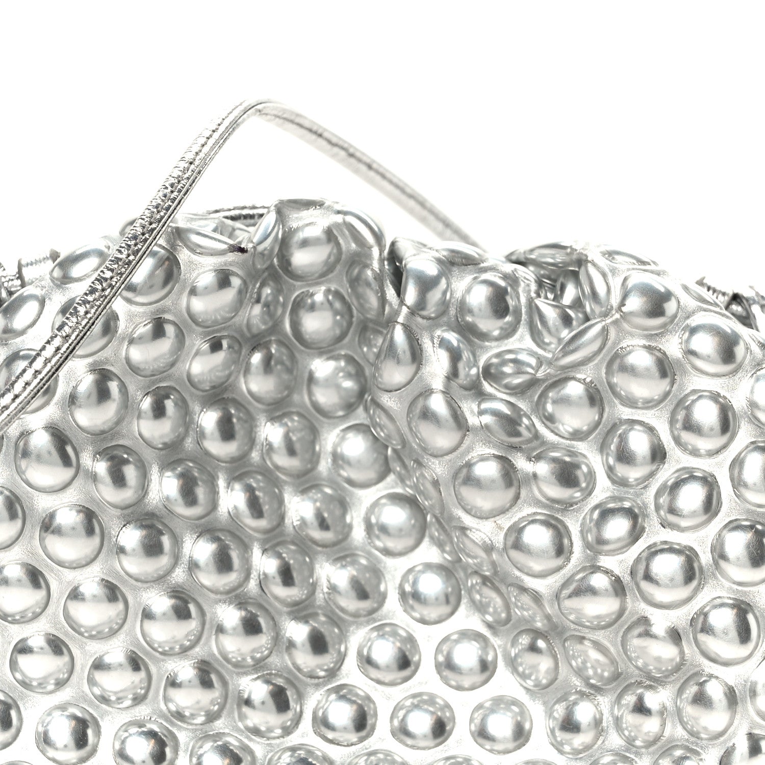 Bottega Veneta Metallic Fabric Bubble Wrap The Mini Pouch Silver 7 of 9