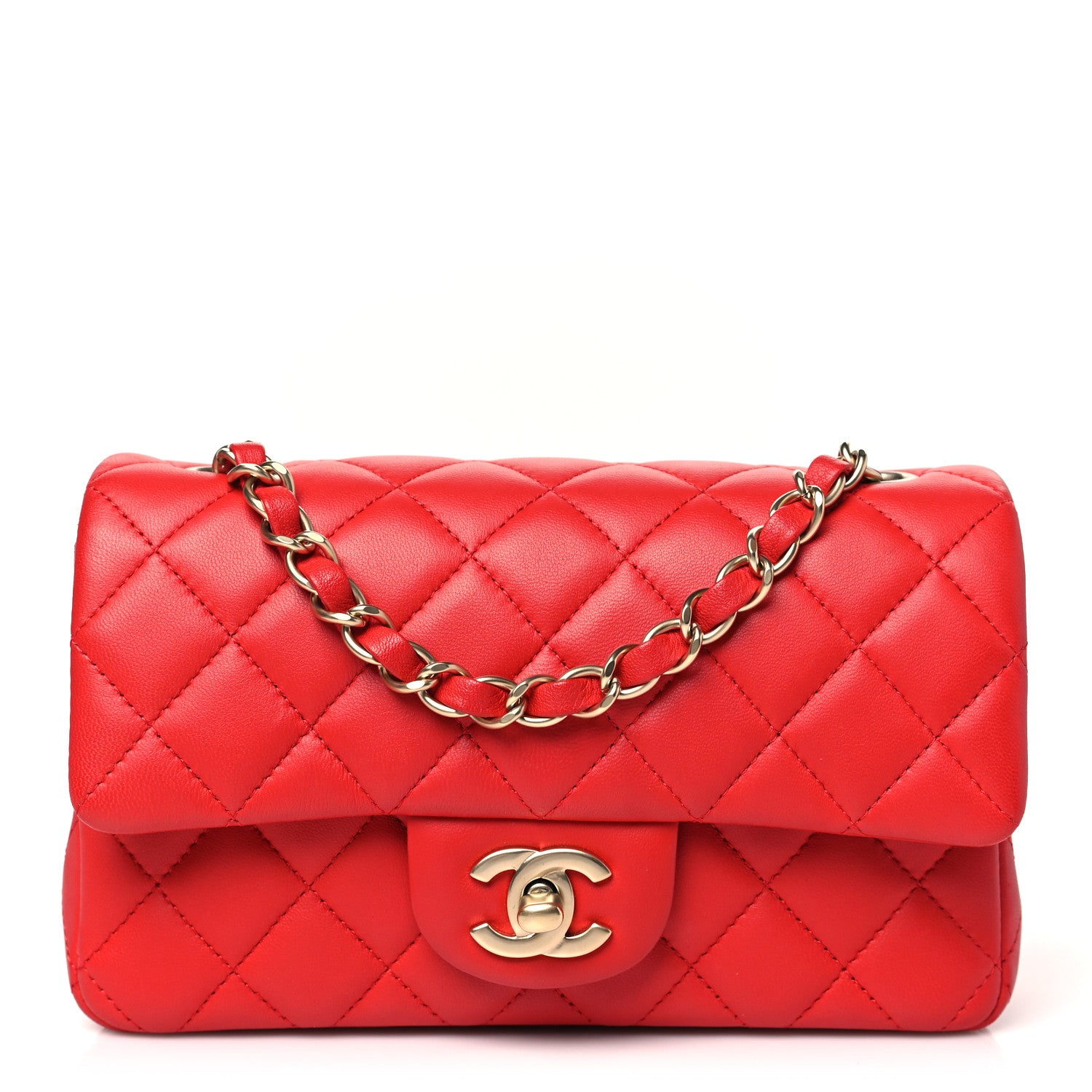 Chanel Lambskin Quilted Mini Rectangular Flap Red 1 of 12