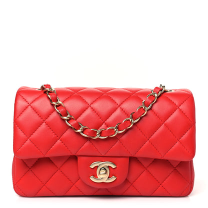 Chanel Lambskin Quilted Mini Rectangular Flap Red 1 of 12