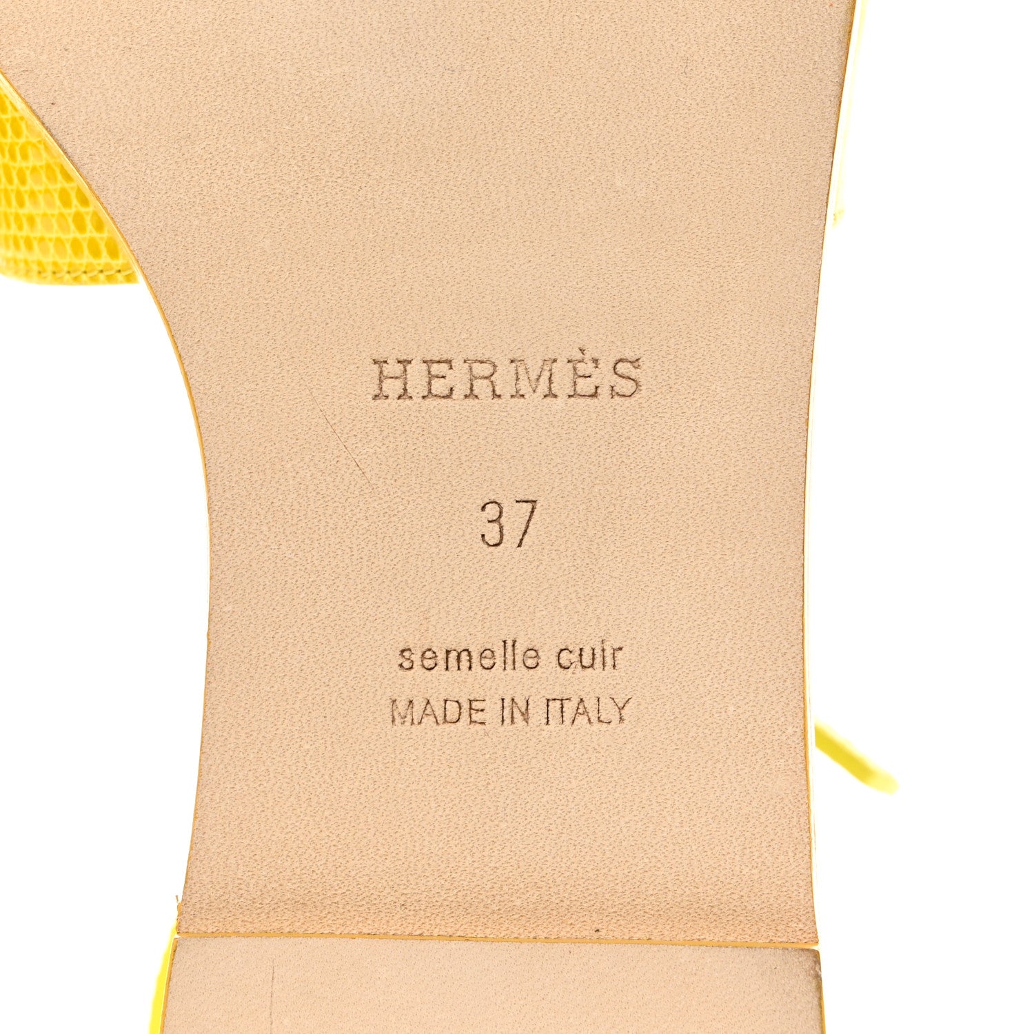 Hermes Lizard Santorini Sandals 37 Jaune Curcuma 8 of 9