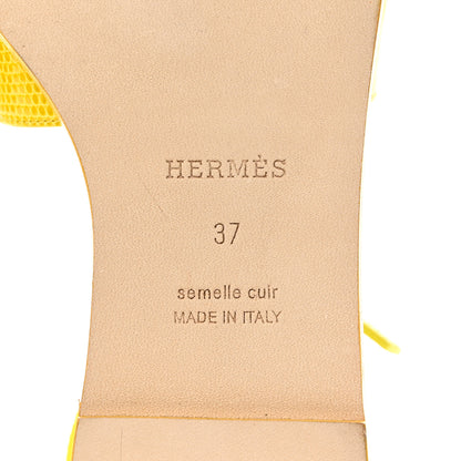 Hermes Lizard Santorini Sandals 37 Jaune Curcuma 8 of 9