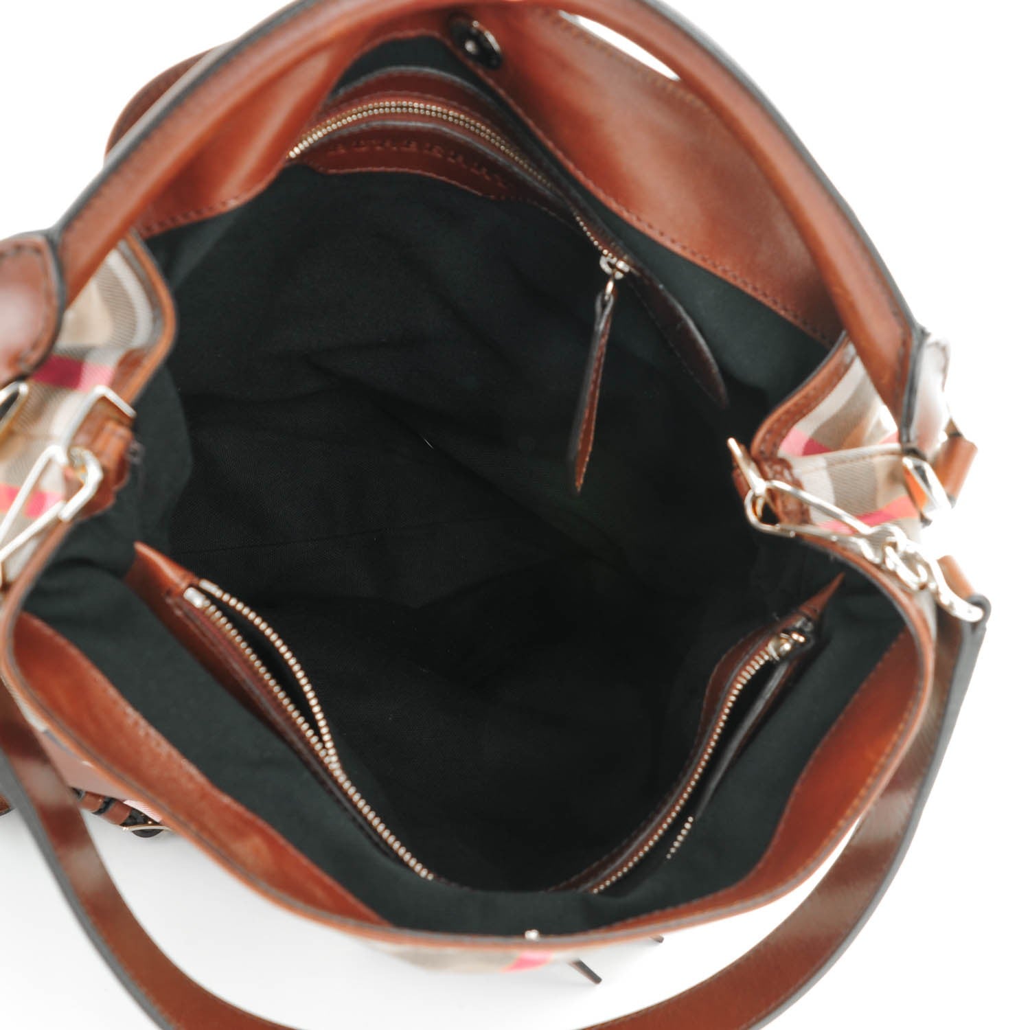 Burberry House Check Bridle Calfskin Medium Gosford Hobo Dark Tan 5 of 9