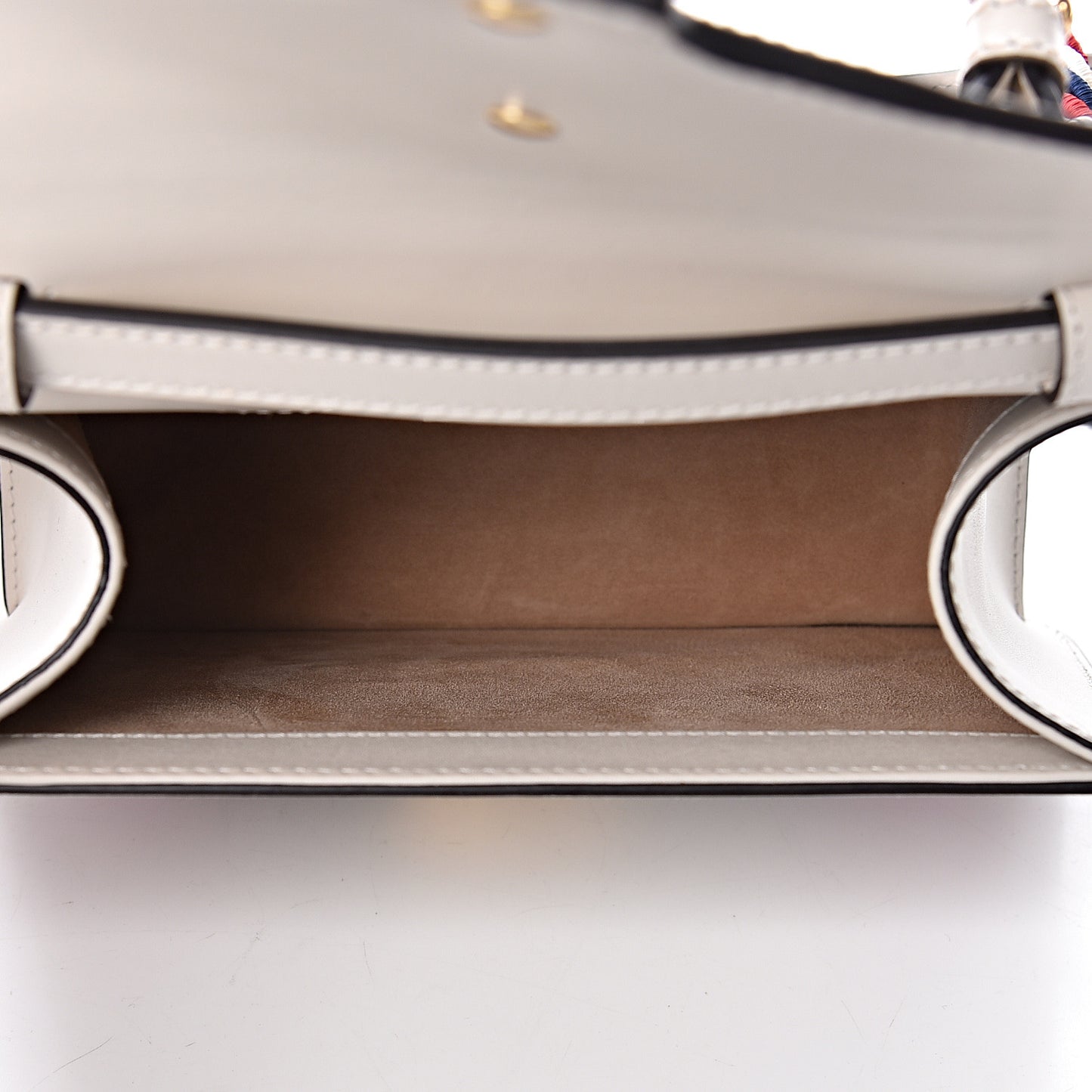 Calfskin Embroidered Mini Sylvie Top Handle Bag White