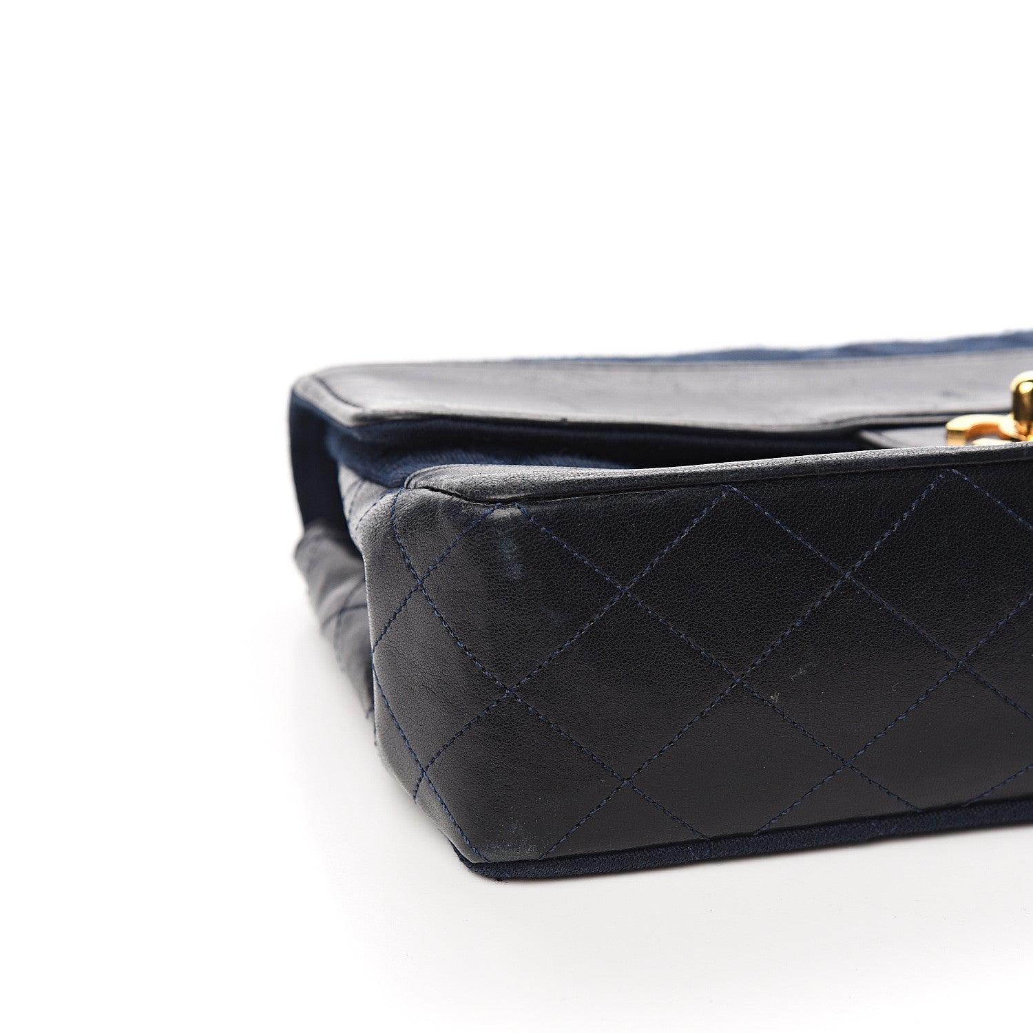 Chanel Lambskin Jersey Quilted Single Flap Dark Blue 8 of 10