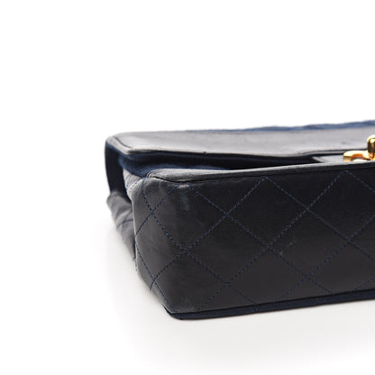 Chanel Lambskin Jersey Quilted Single Flap Dark Blue 8 of 10