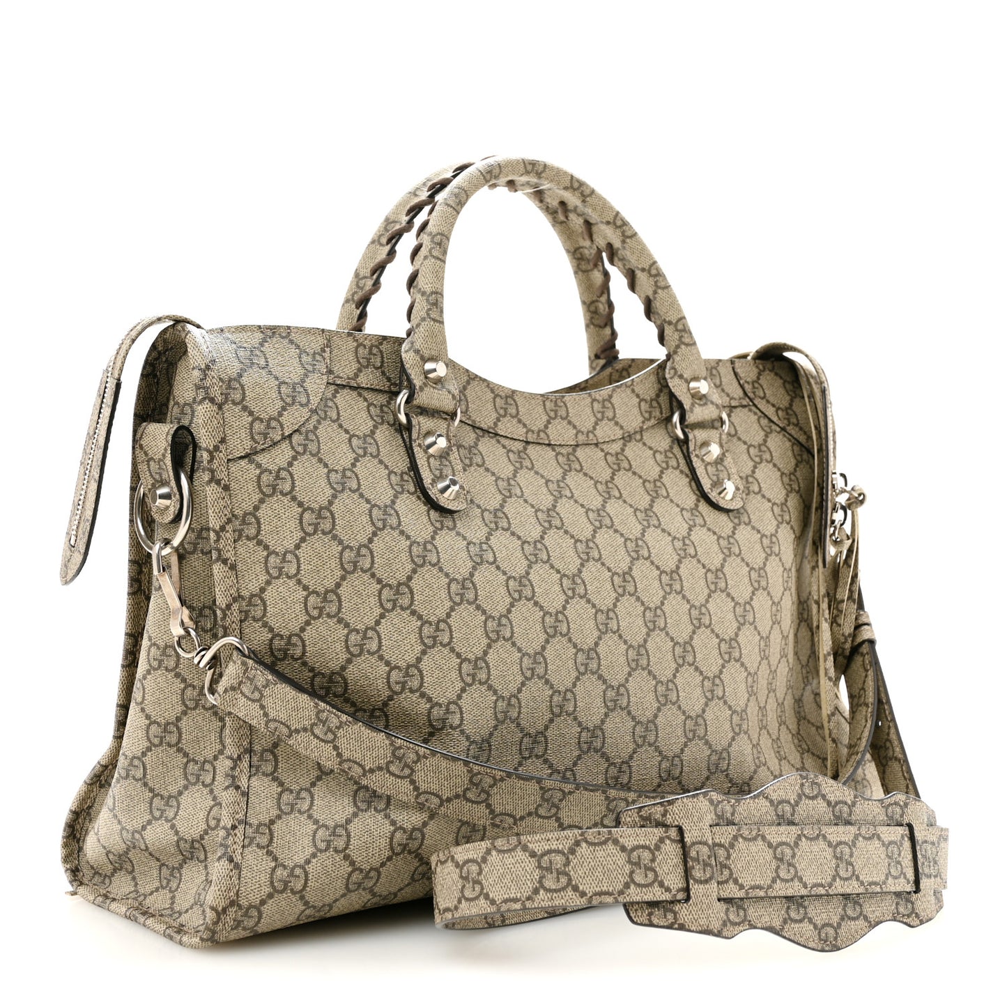 X GUCCI GG Supreme Monogram Neo Classic Silver Hardware City Beige Ebony