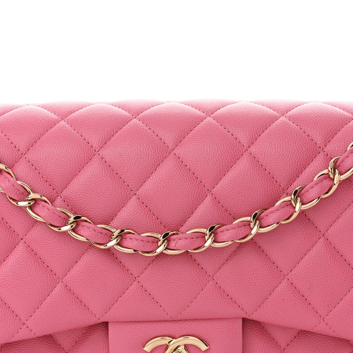 Caviar Quilted Jumbo Double Flap Pink