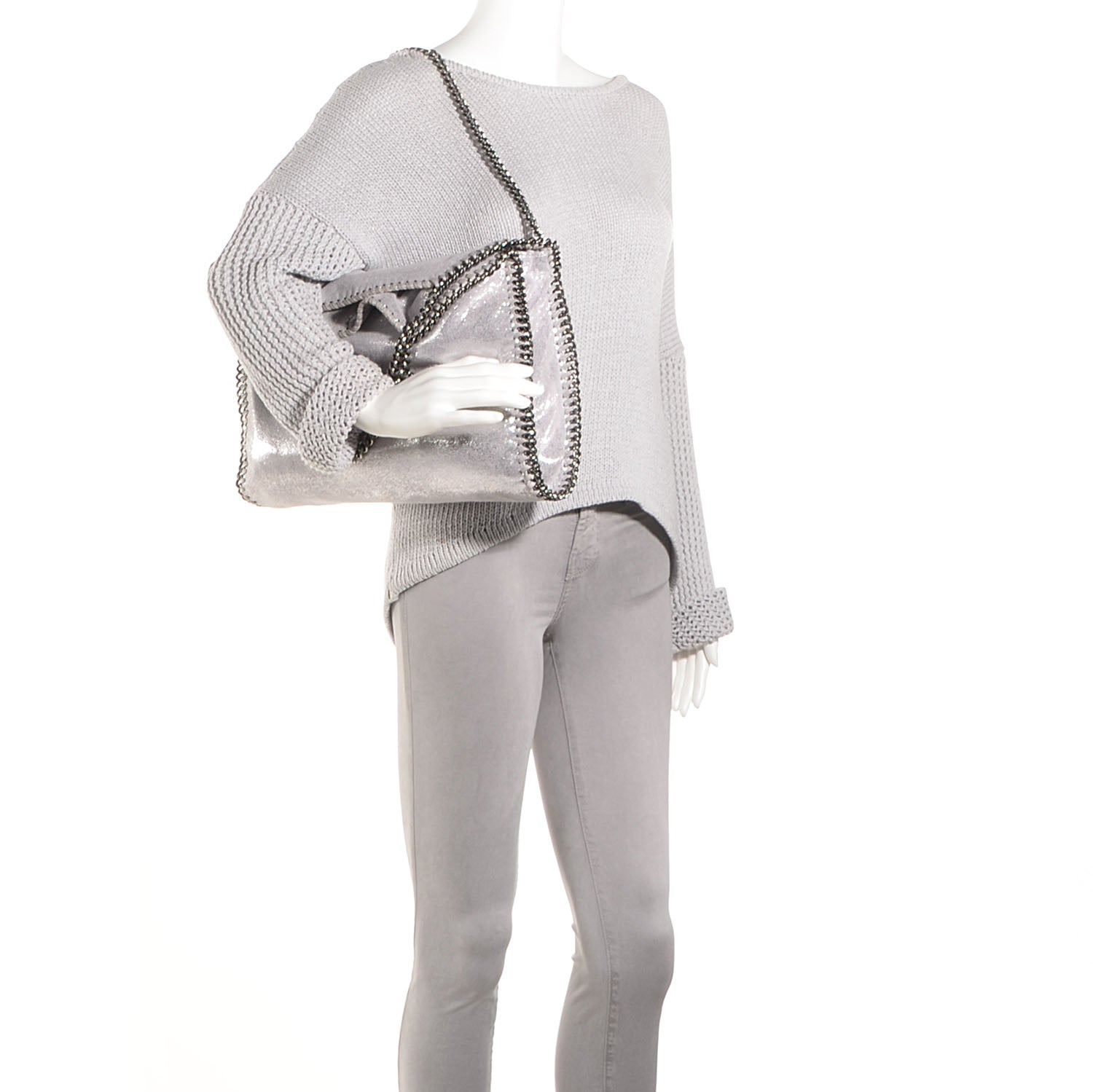 Stella McCartney Faux Leather Shaggy Deer Small Falabella Silver 2 of 7