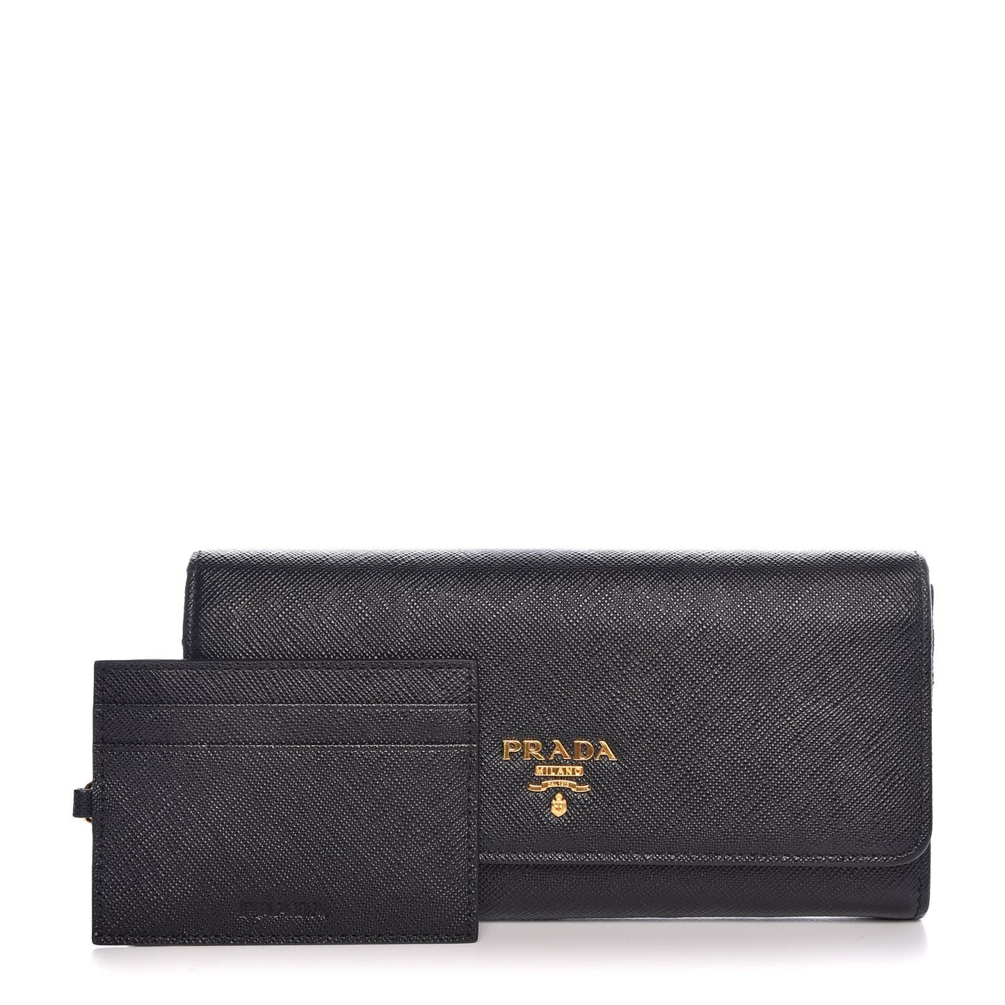 Saffiano Metal Continental Flap Wallet Black