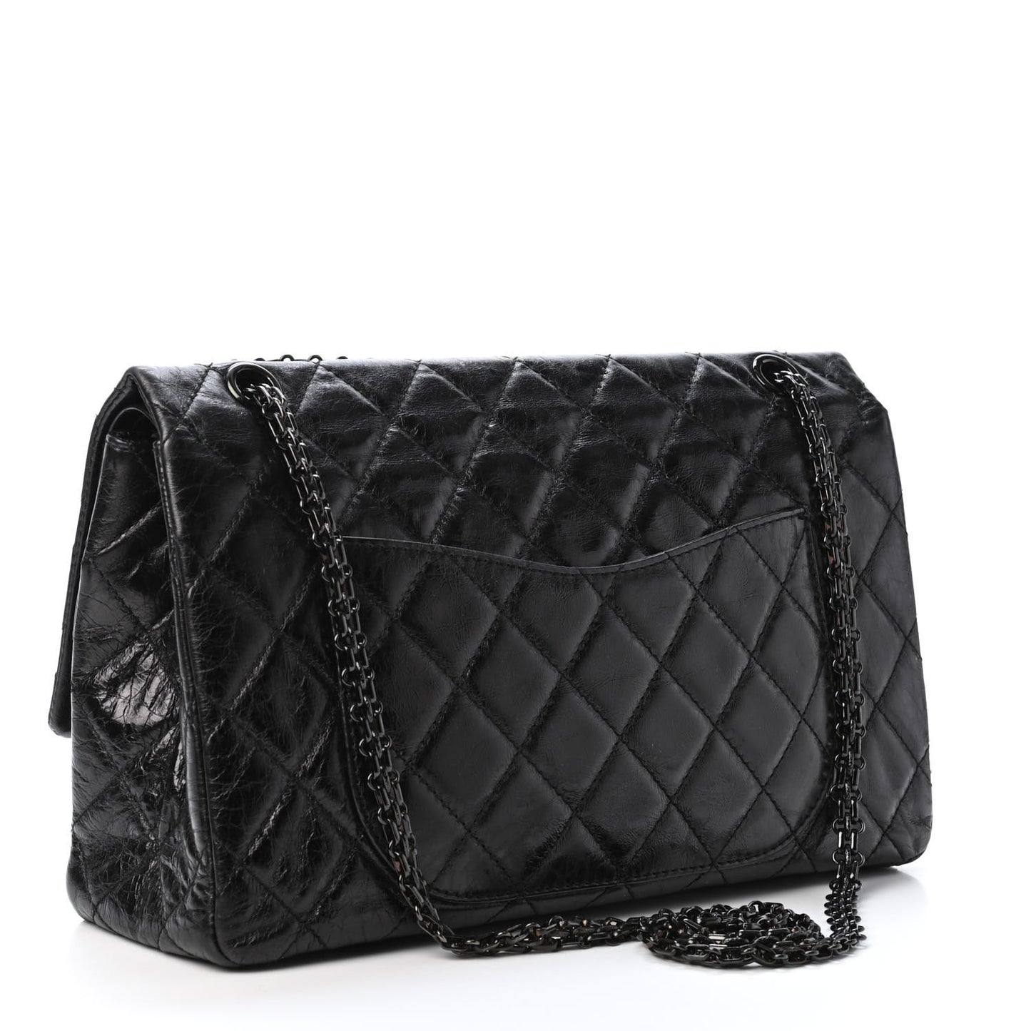 Metallic Aged Calfskin Quilted 2.55 Reissue 227 Flap So Black