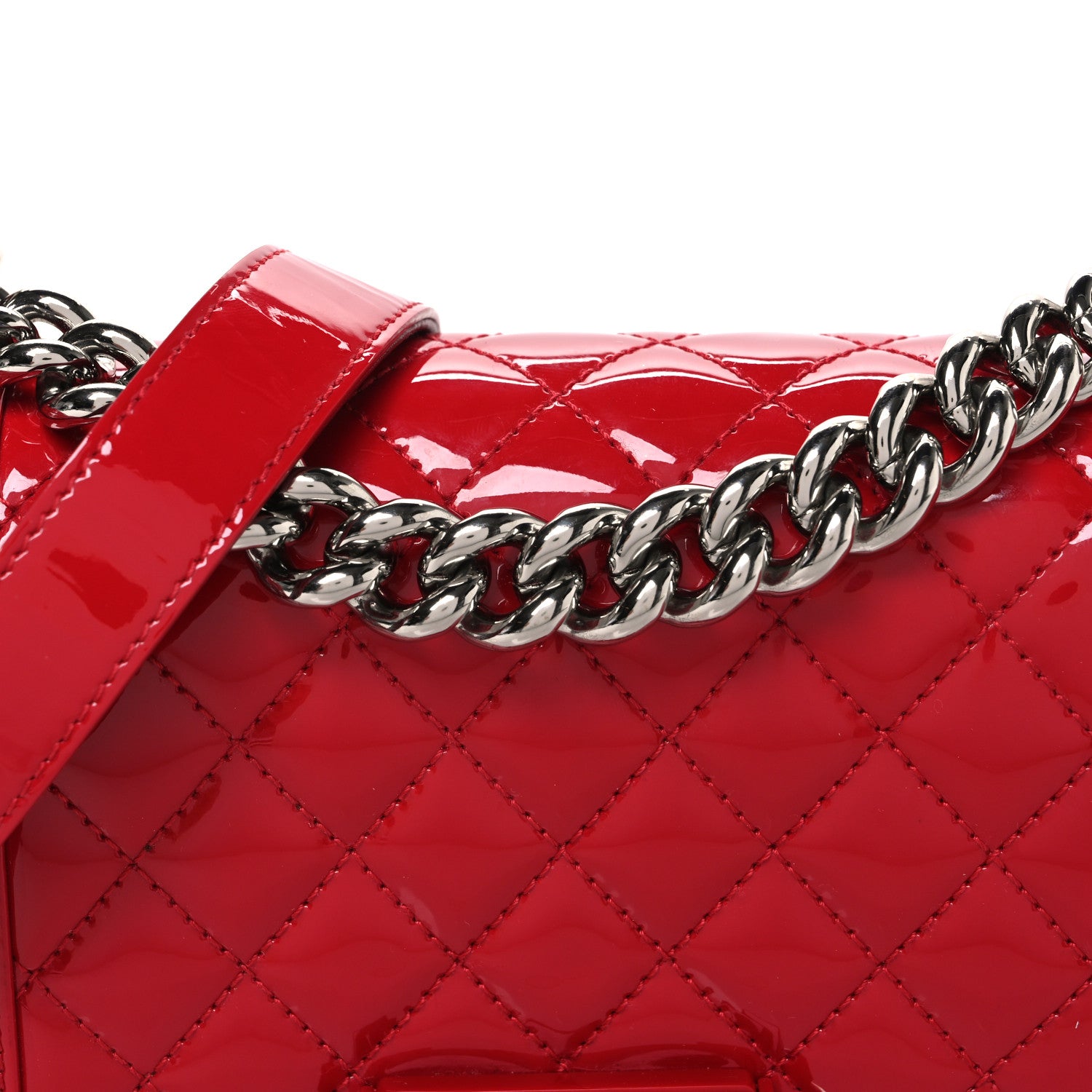 Chanel Patent Calfskin Quilted Small Plexiglass Boy Flap Red 8 of 10