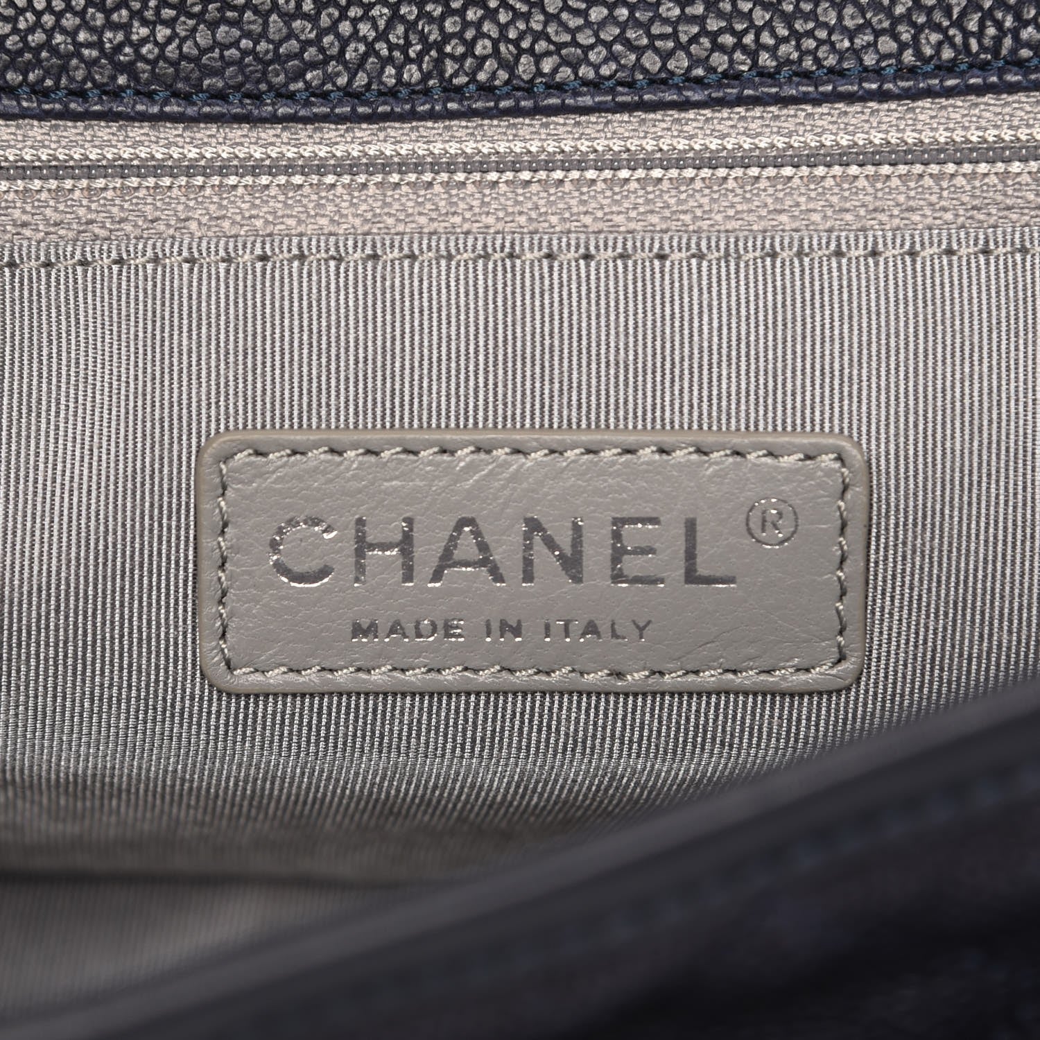 Chanel Caviar Quilted Medium French Riviera Flap Dark Navy Blue 6 of 9