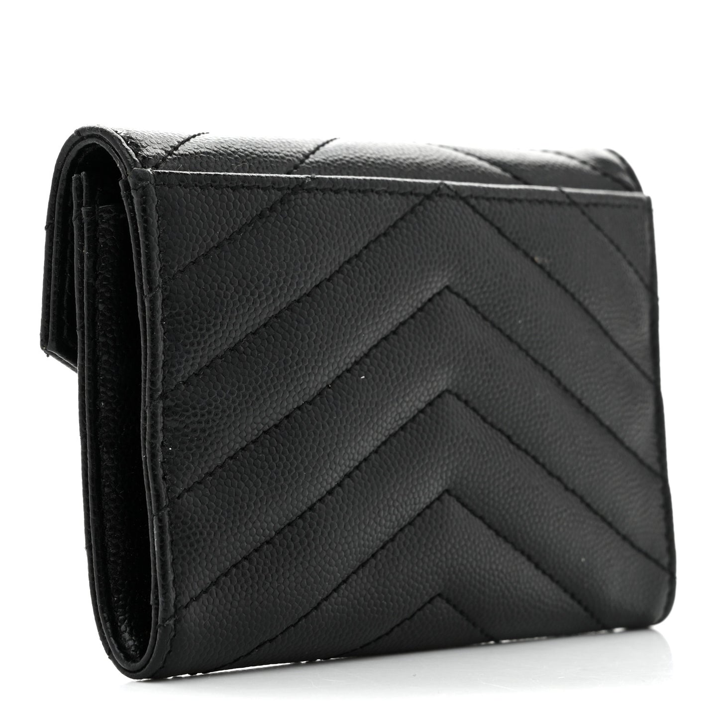 Grain De Poudre Matelasse Chevron Small Monogram Envelope Wallet Black
