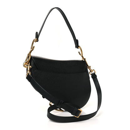 Christian Dior Grained Calfskin Saddle Bag With Strap Black 3 of 10