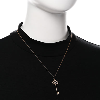Tiffany 18K Rose Gold Diamond Crown Key Pendant Necklace 2 of 7