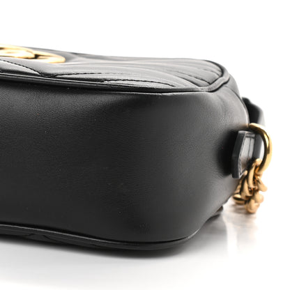 Gucci Calfskin Matelasse Small GG Marmont Chain Shoulder Bag Black 9 of 11