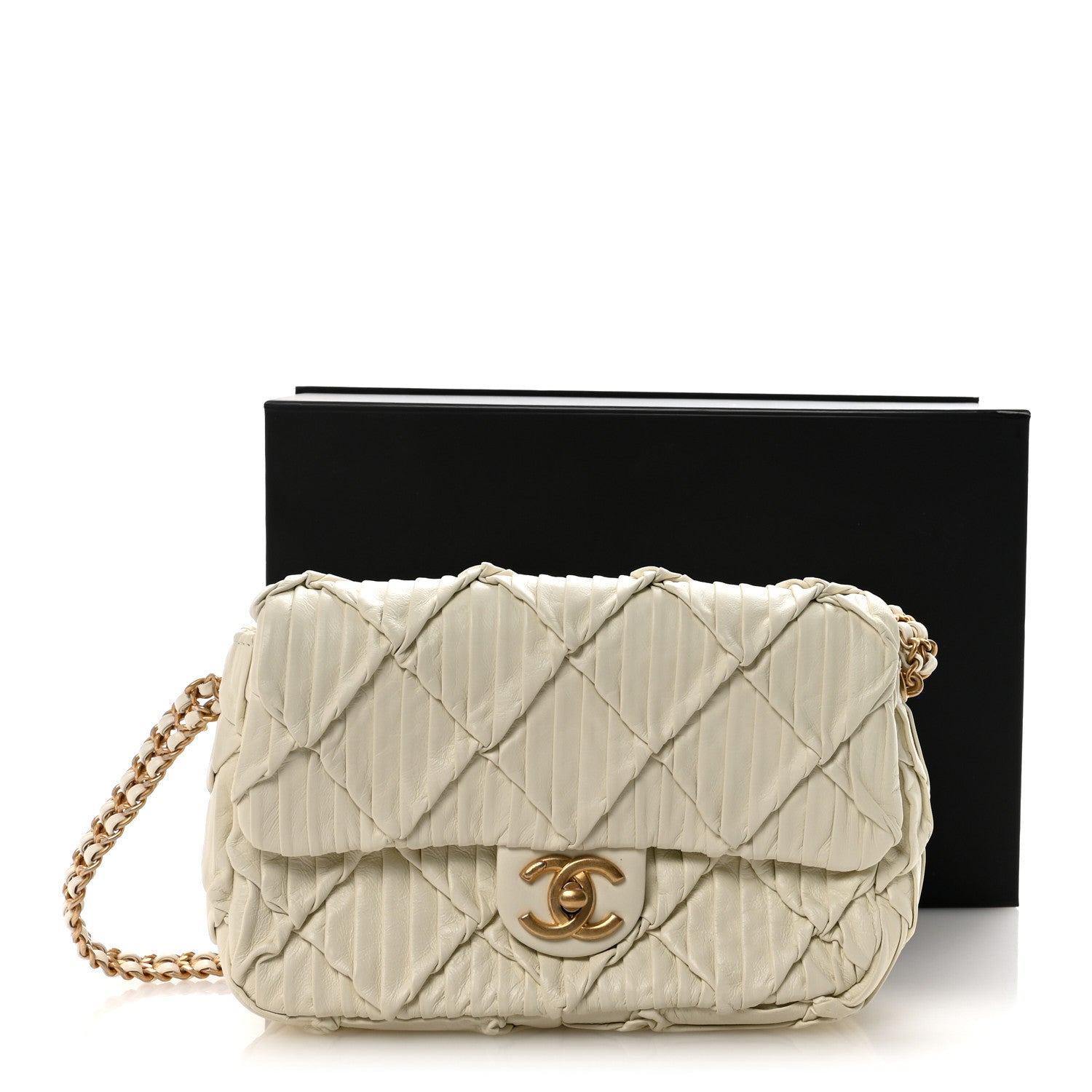 Chanel Pleated Calfskin Quilted Medallion Flap White 11 of 11