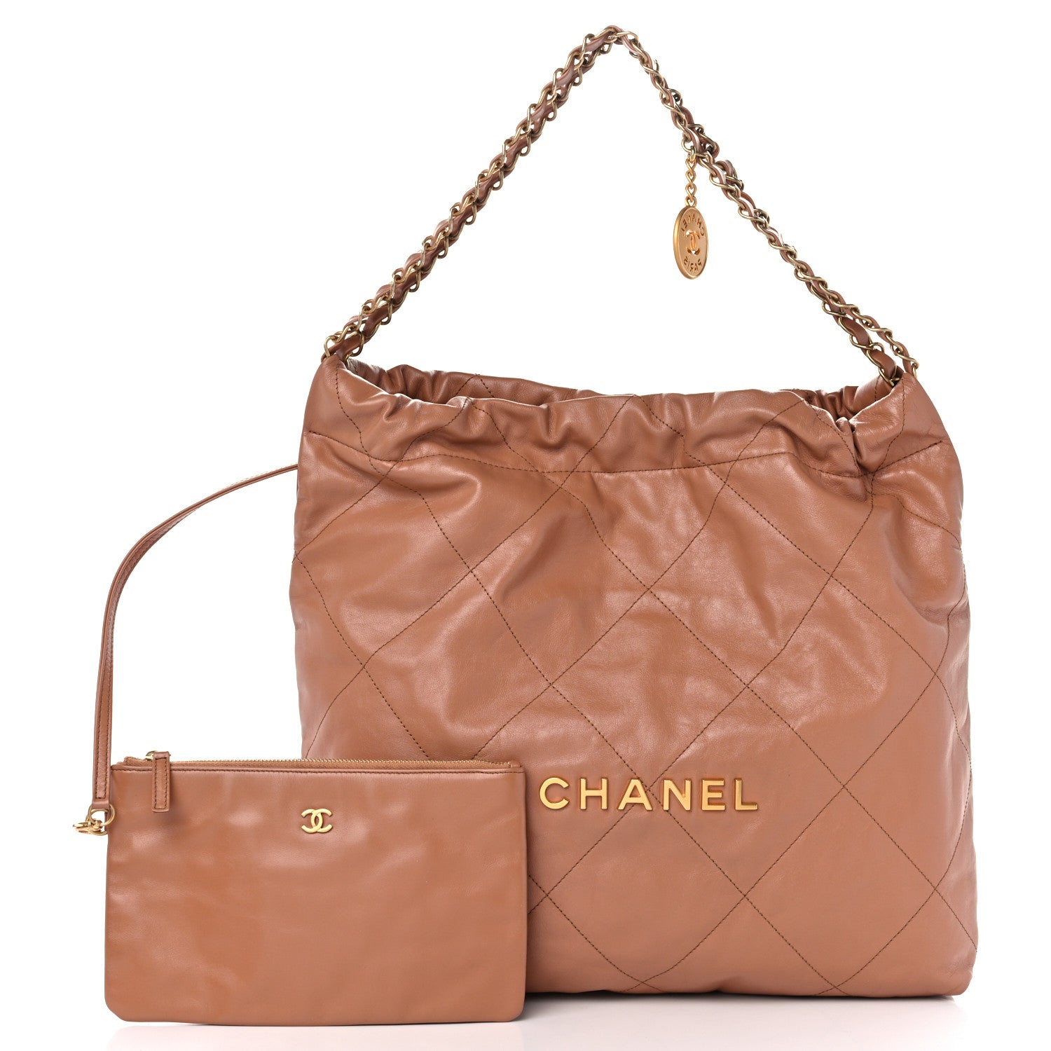 Chanel Shiny Calfskin Quilted Small Chanel 22 Camel 3 of 11