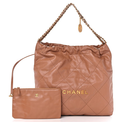 Chanel Shiny Calfskin Quilted Small Chanel 22 Camel 3 of 11