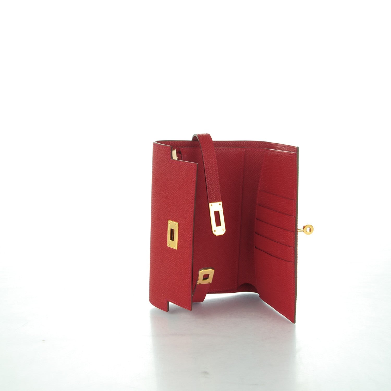 Hermes Epsom Kelly Medium Wallet Rouge Casaque 7 of 16