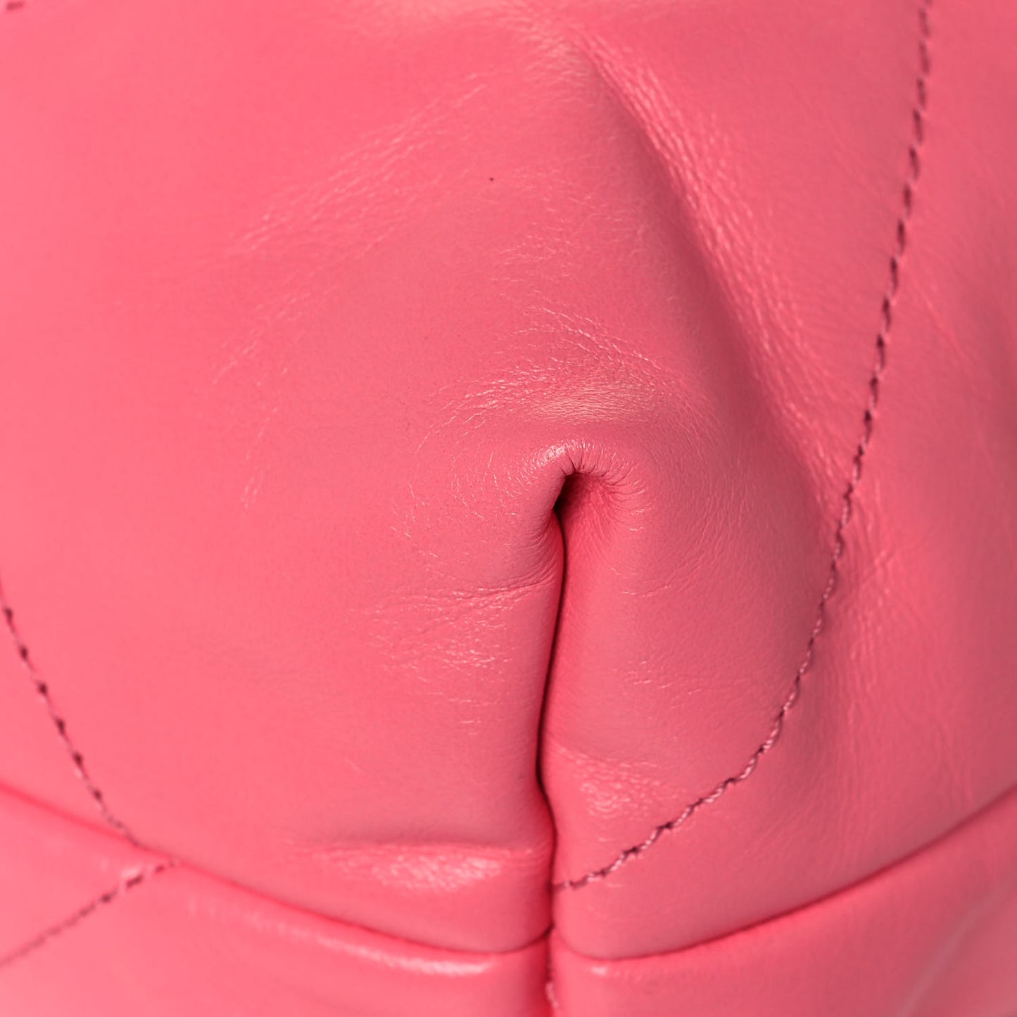 Shiny Calfskin Quilted Chanel 22 Drawstring Bag Coral Pink