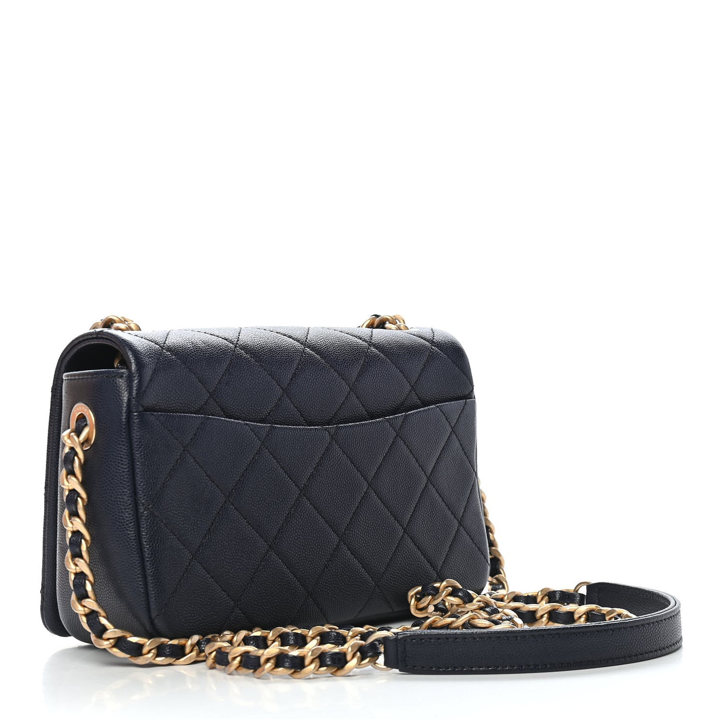 Caviar Quilted Small Fashion Therapy Flap Bag Navy Blue