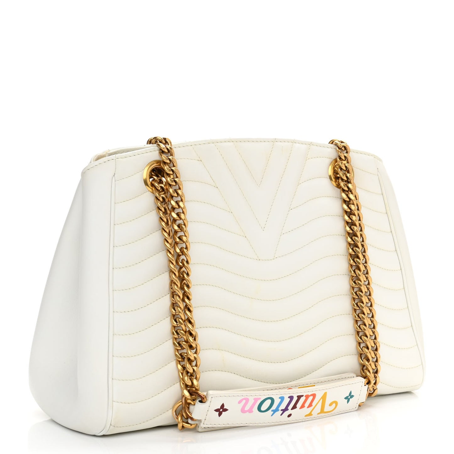 Calfskin New Wave Chain Tote Snow