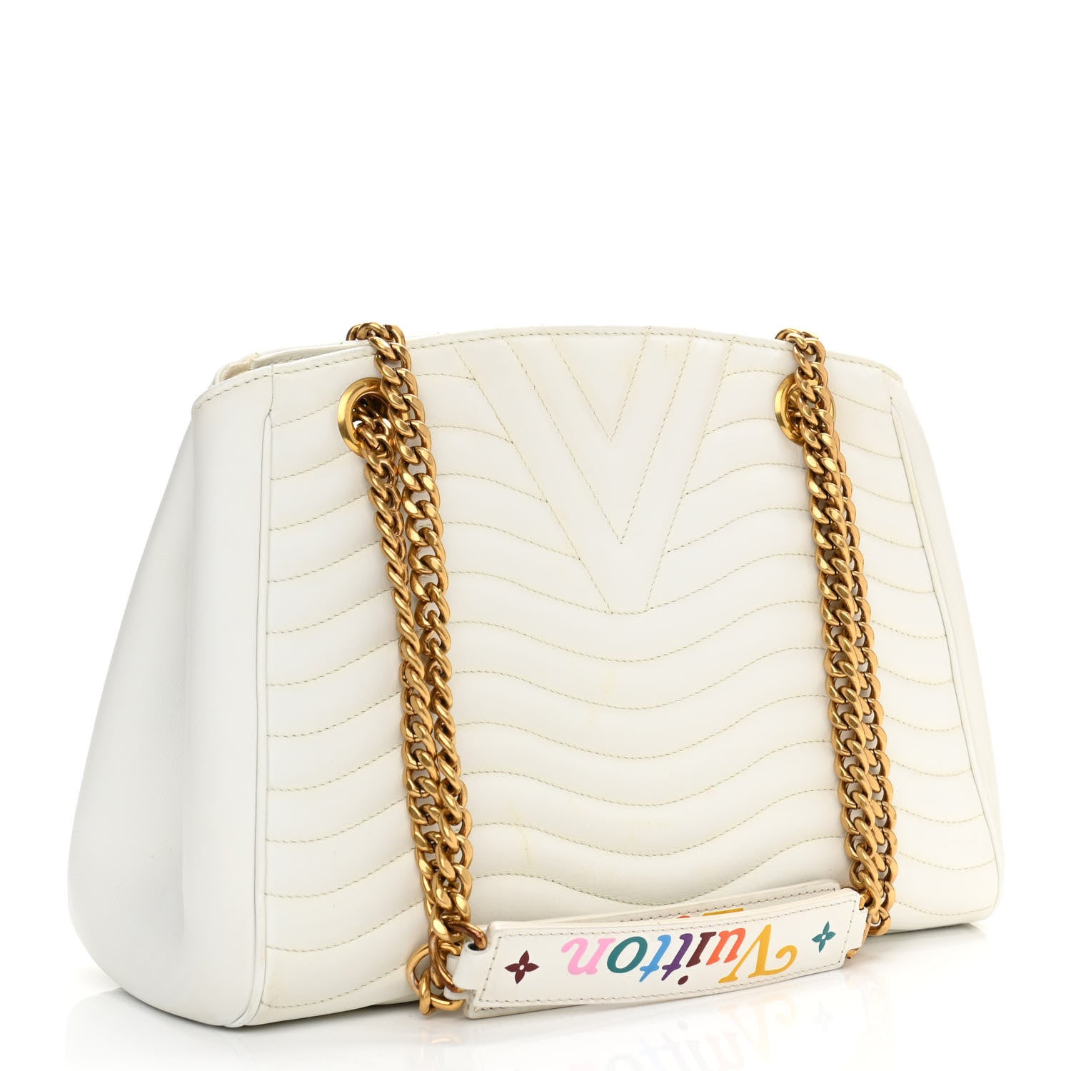Louis Vuitton Calfskin New Wave Chain Tote Snow 2 of 16