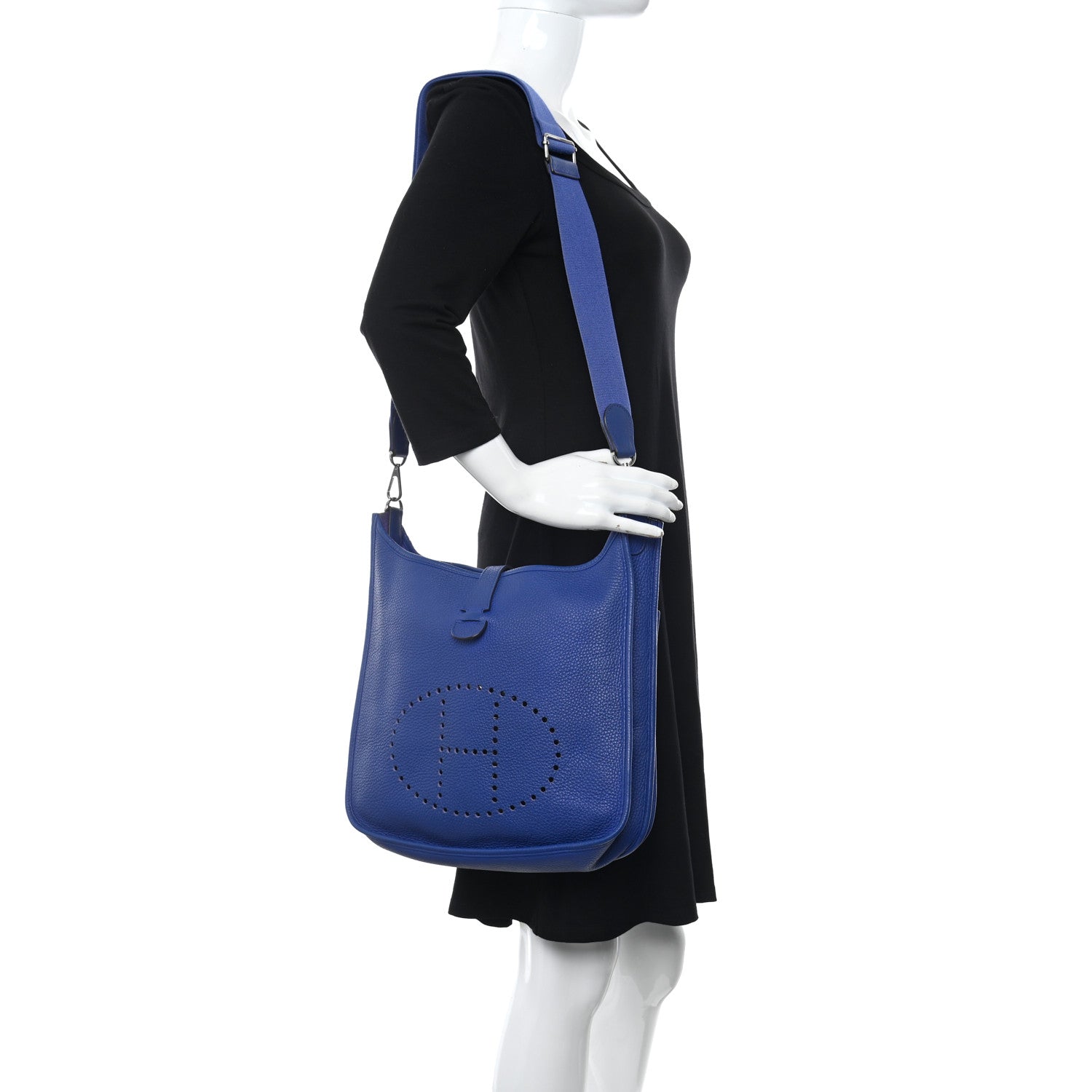 Hermes Taurillon Clemence Evelyne III GM Bleu Electrique 3 of 23