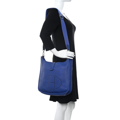 Hermes Taurillon Clemence Evelyne III GM Bleu Electrique 3 of 23