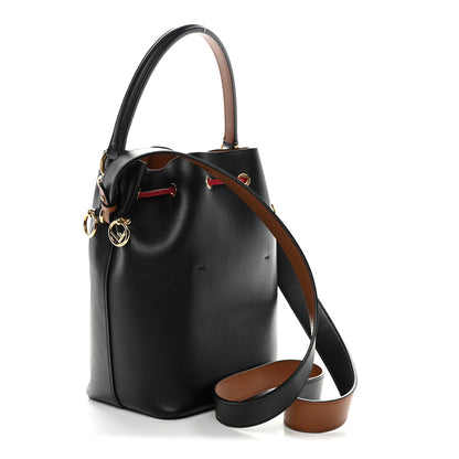 Fendi Vitello Grace F is Fendi Stamp Patch Perforated Small Mon Tresor Bucket Bag Black 3 of 9