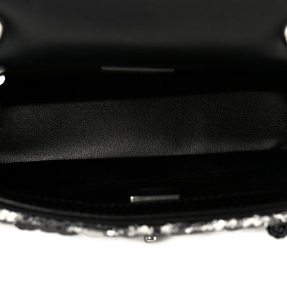 Chanel Sequin Camellia Small Single Flap Silver Black 5 of 12