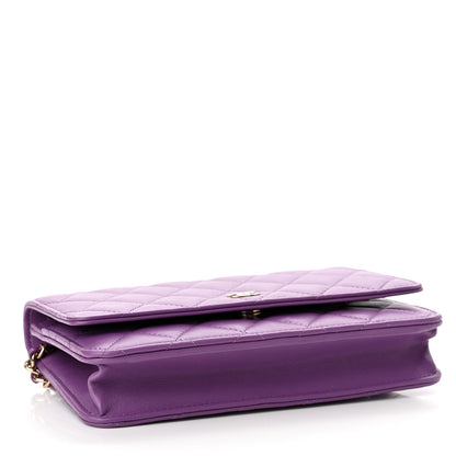 Chanel Lambskin Quilted Wallet On Chain WOC Purple 4 of 11