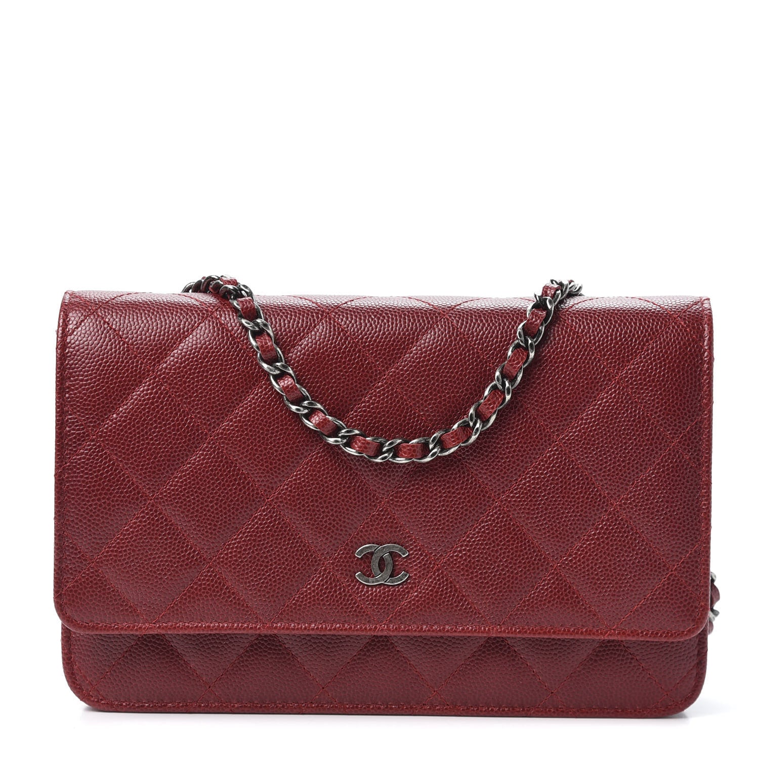 Chanel Caviar Quilted Wallet on Chain WOC Red 1 of 11