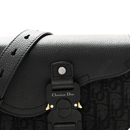 Christian Dior Oblique Jacquard Grained Calfskin Mini Saddle Messenger Bag With Flap Black 8 of 10