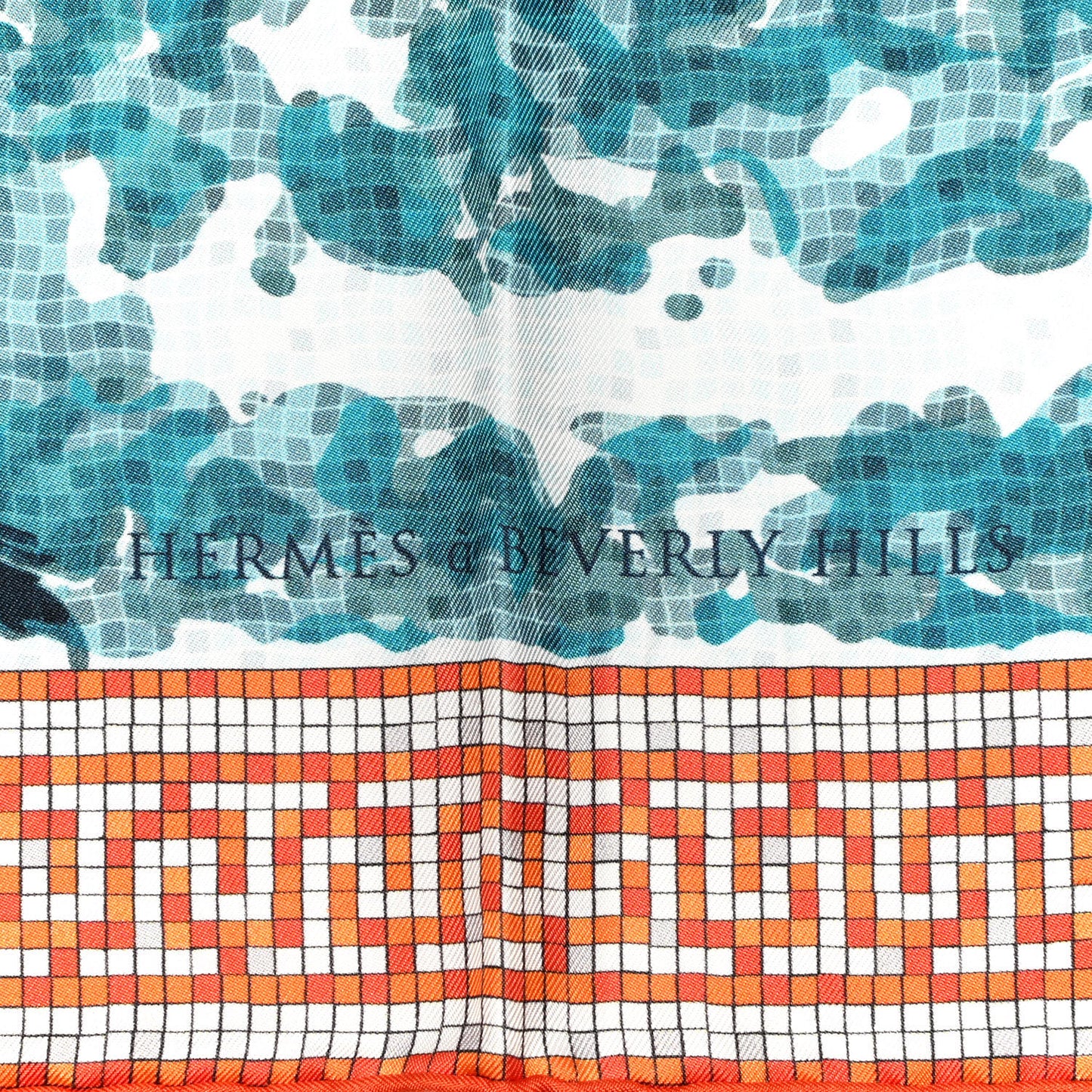 Silk A Beverly Hills Scarf 90 Orange Bleu Blanc