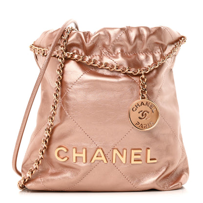 Chanel Metallic Calfskin Quilted Mini Chanel 22 Copper 1 of 11