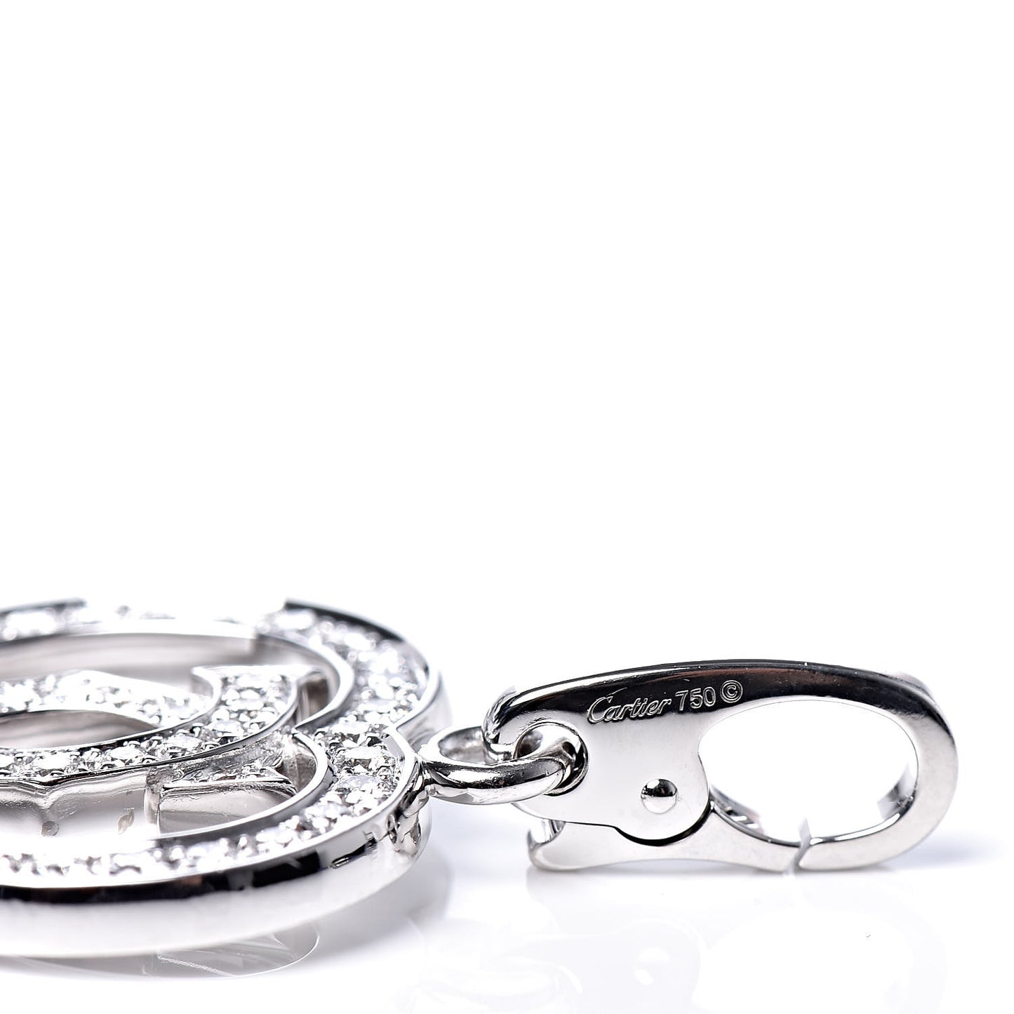 18K White Gold Diamond Heart Double C Pendant