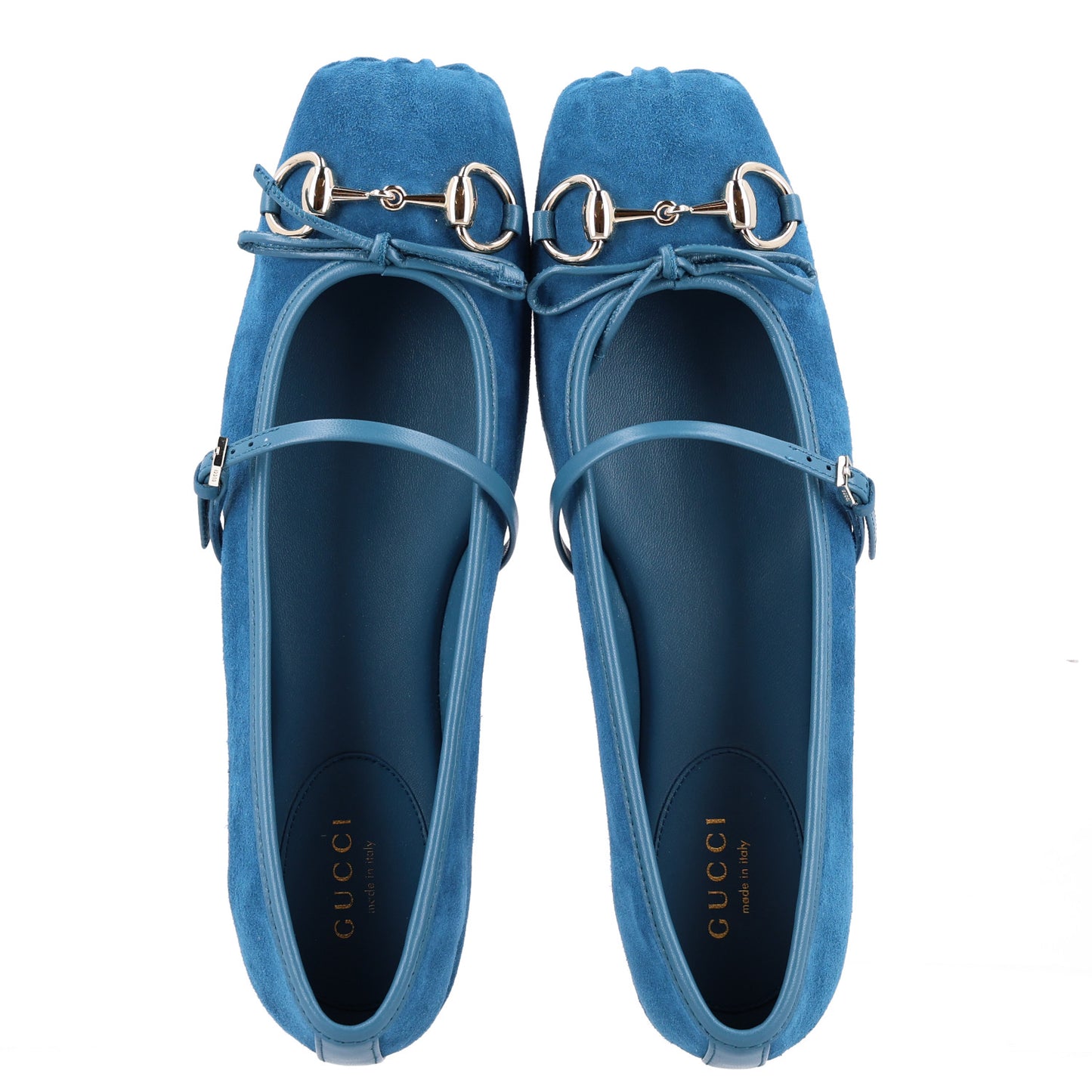 Kid Scamosciato Nappa Camargue Horsebit Ballet Flats 37 Deep Acqua