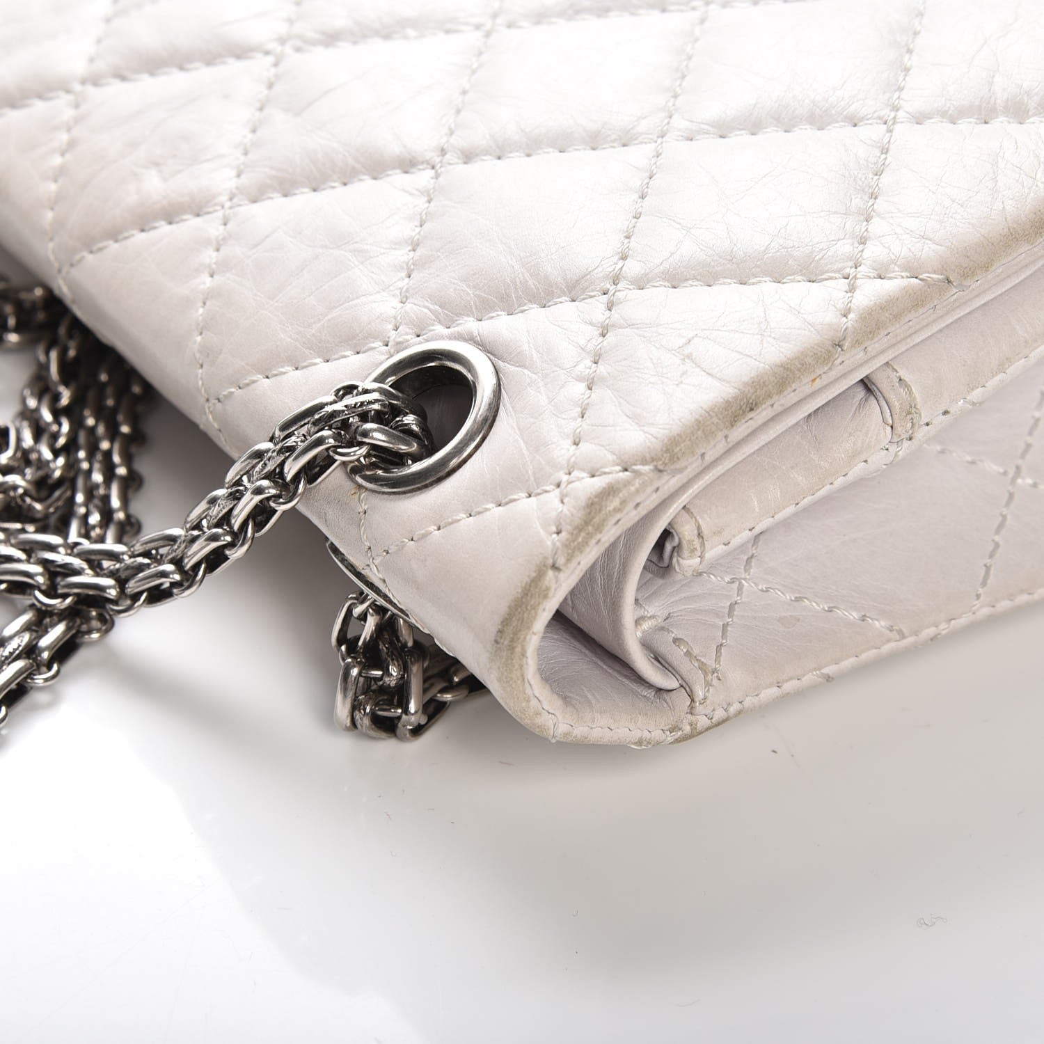 Chanel Aged Calfskin Quilted 50th Anniversary 2.55 Reissue Flap 226 White 9 of 11