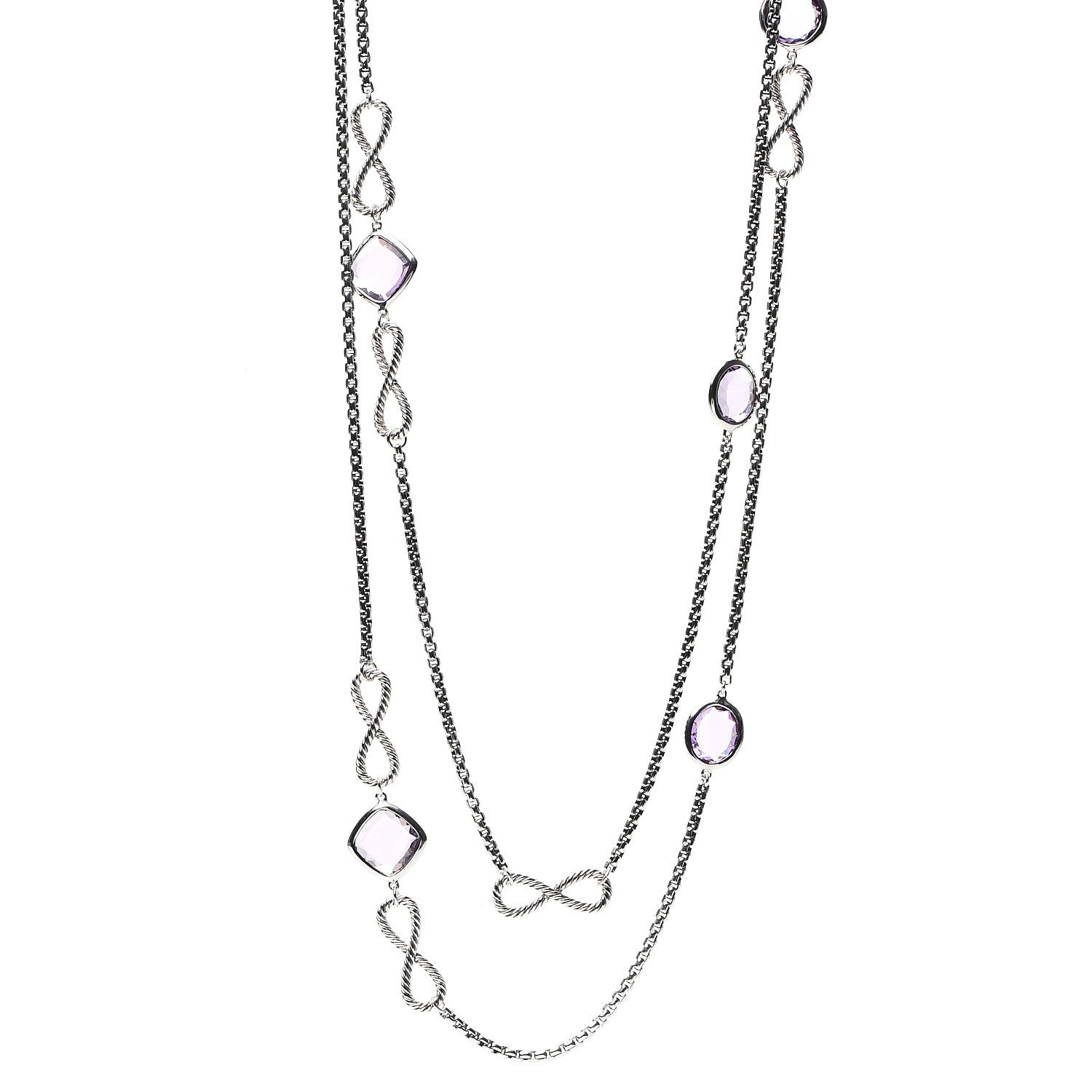 David Yurman Sterling Silver Amethyst Infinity Necklace 1 of 4